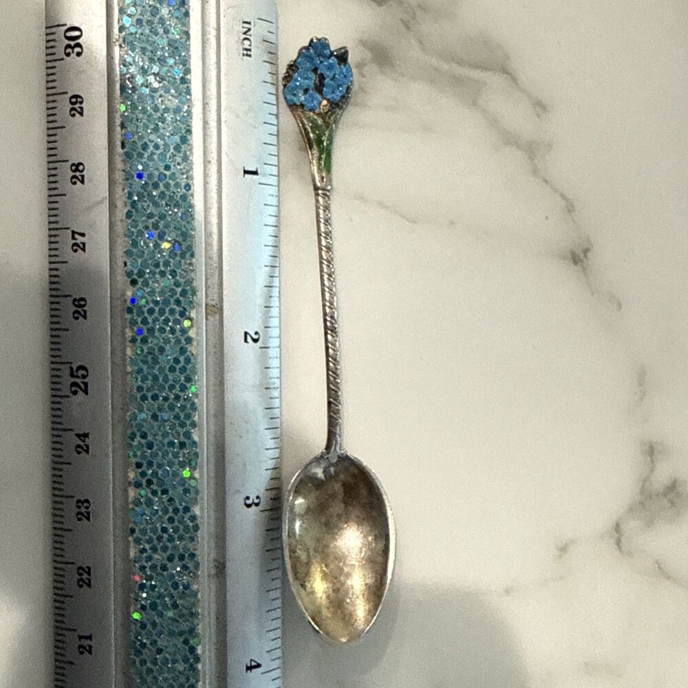 Gorham Sterling Silver Demitasse Forget Me Not Spoons Lot H 808 Enamel